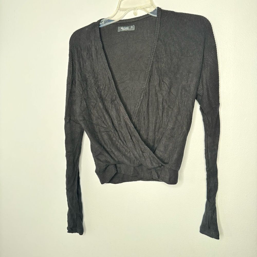 Michael Lauren black wrap top size XS